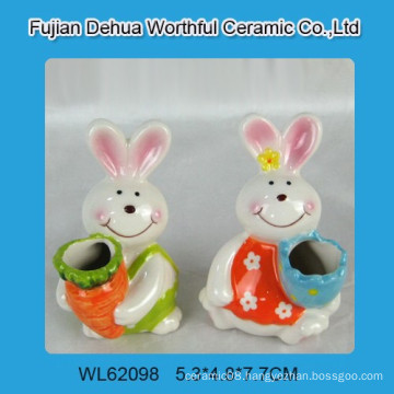 2016 promotional handpainting easter rabbit design ceramic toothpick holder for Easter Day